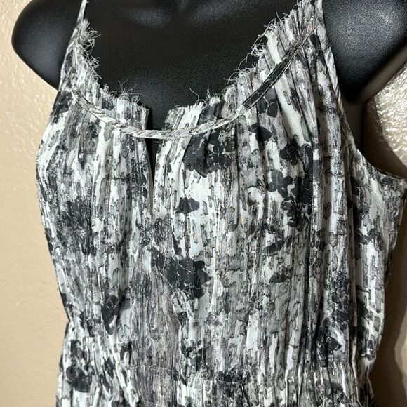 Theory womens musea silk maxi dress metallic shimmer floral abstract textured - Picture 4 of 10